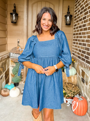 Smocked Denim Dress