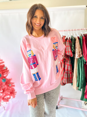 Sequin Nutcracker Embroidered Sweater