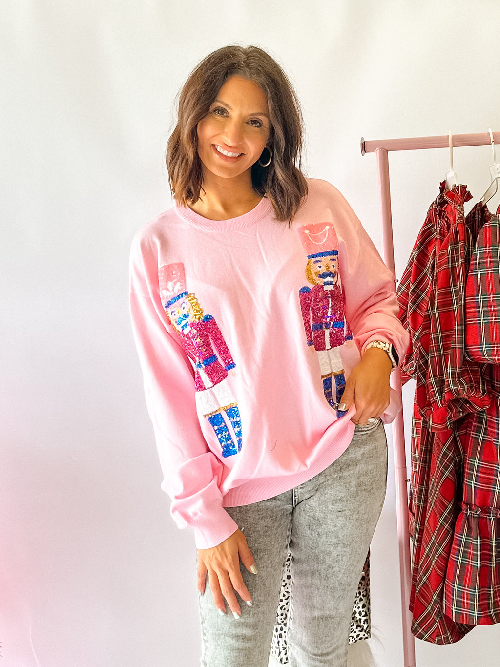 Sequin Nutcracker Embroidered Sweater