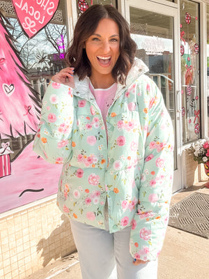 Sassy And Sage Floral Puffer Jacket