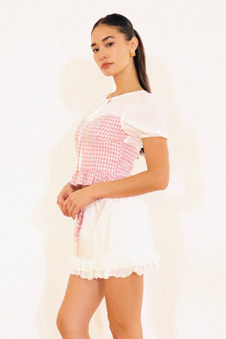 Gingham Sweetheart Peplum Blouse - West Avenue
