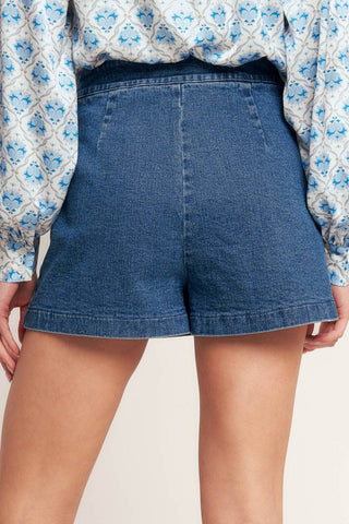 A washed denim skort - IP9036 - West Avenue