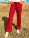 Risen Ankle Length Jeans - Wine