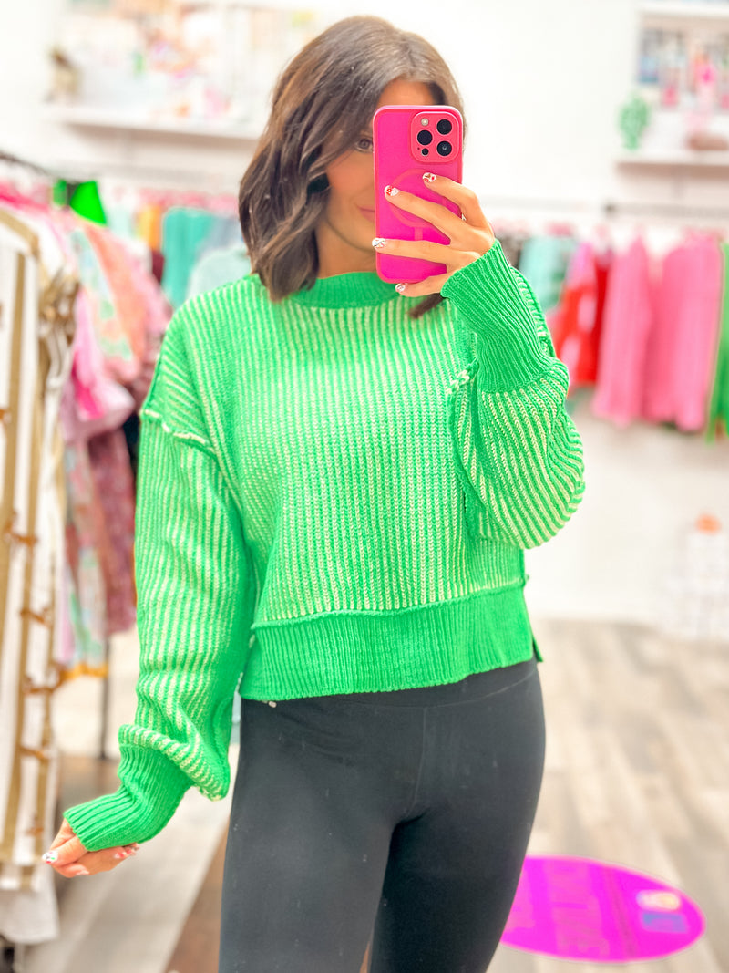 Two Tone Green Sweater