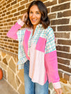 Pretty In Pink Colorblock Button Top