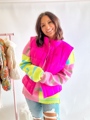 Fuchsia Puffer Vest