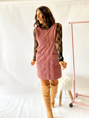 I Want To Know Corduroy Dress - Mauve