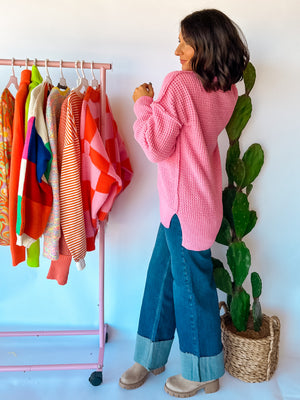 Oversized Knit Pink Sweater