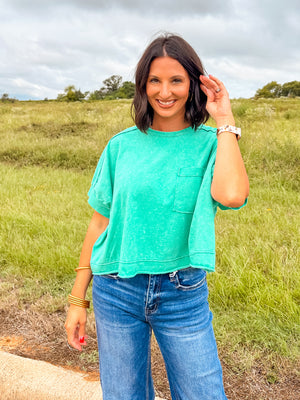 Oversized Washed Crop Tee