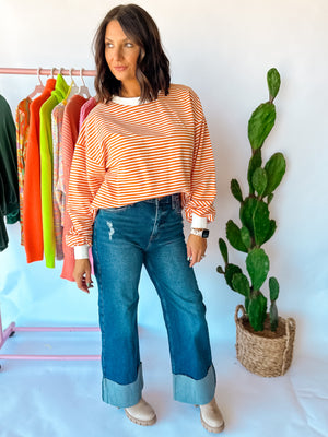 Orange Stripe Pullover