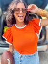 Orange Ruffle Sleeve Top