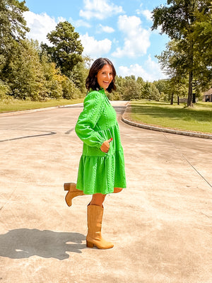 Textured Green Dress