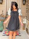 Layered Ruffled Puff Sleeve Dress