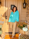 Turquoise Bubble Sleeve Top