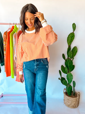 Orange Stripe Pullover