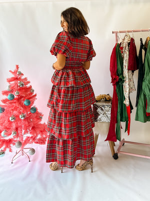 Christmas Angel Plaid Maxi Dress