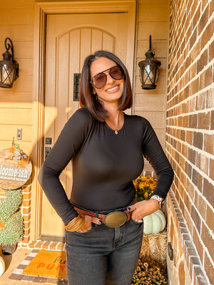 Long Sleeve Basic Black Bodysuit