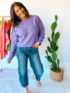 Lavender Cropped Knit Hoodie