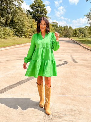 Textured Green Dress