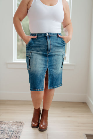 Always Be There Cargo Denim Skirt - West Avenue