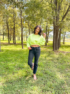 Lime Green Cropped Sweater