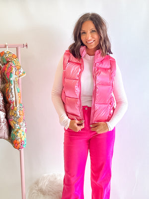 Bright Pink Metallic Vest