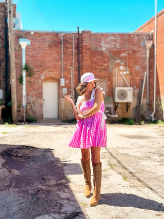 Take Me Away Gingham Print Dress - West Avenue