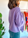 Lavender Cropped Knit Hoodie