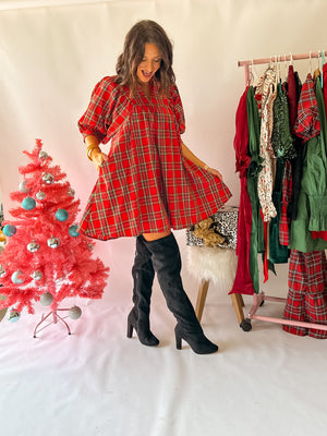 Snowy Night Plaid Dress