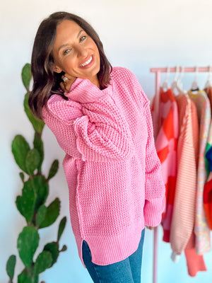 Oversized Knit Pink Sweater