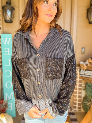 Sparkle & Shine Sequin Ribbed Top