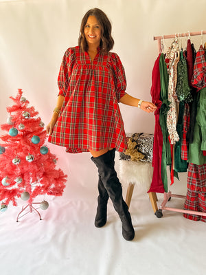 Snowy Night Plaid Dress