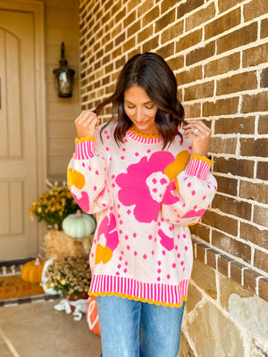 Flower Power Pink Sweater