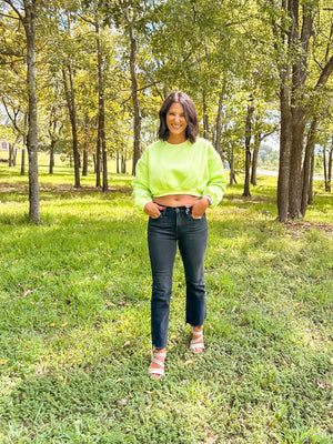 Lime Green Cropped Sweater