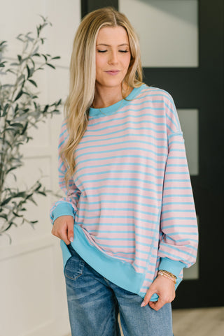 Color Clash Drop Shoulder Long Sleeve - West Avenue