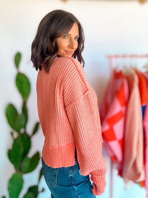 Two Tone Orange Sweater