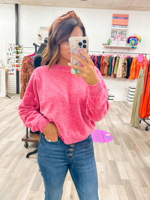 Lovely Day Fuchsia Knit Sweater