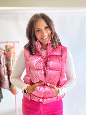 Bright Pink Metallic Vest