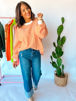 Orange Stripe Pullover