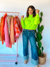 Neon Lights Cropped Turtleneck - Lime