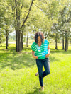 Green Color Block Zipper Top