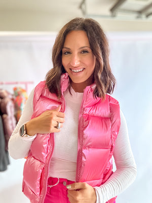 Bright Pink Metallic Vest