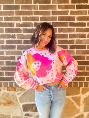 Flower Power Pink Sweater