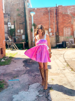 Take Me Away Gingham Print Dress - West Avenue