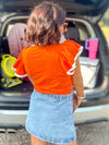 Orange Ruffle Sleeve Top