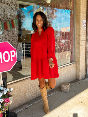 Textured Red Dress