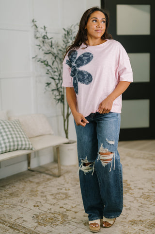 Exactly My Type Paisley Floral Applique Top - West Avenue