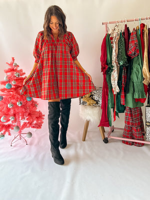 Snowy Night Plaid Dress