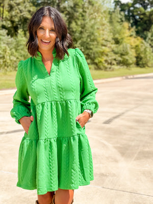 Textured Green Dress