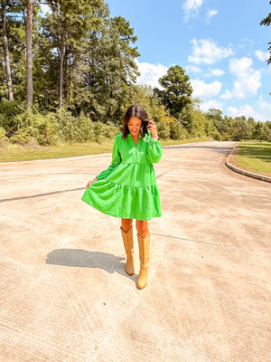 Textured Green Dress